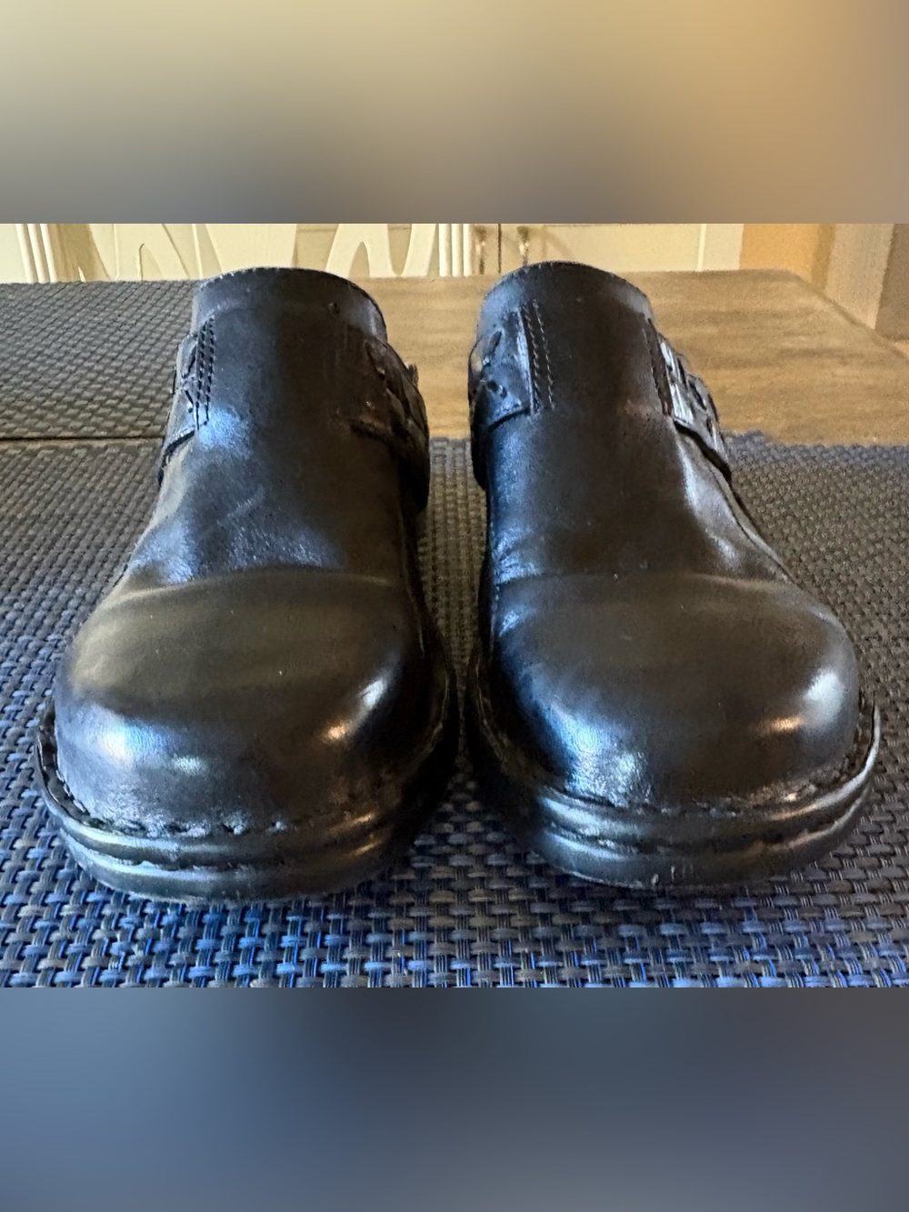 Women’s Black Leather Slip-On Shoes